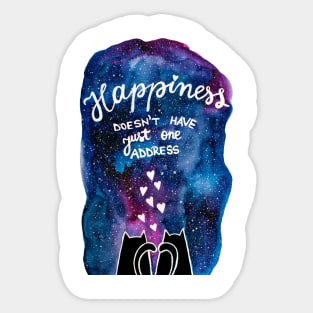 Happiness cats - purple and blue galaxy Sticker